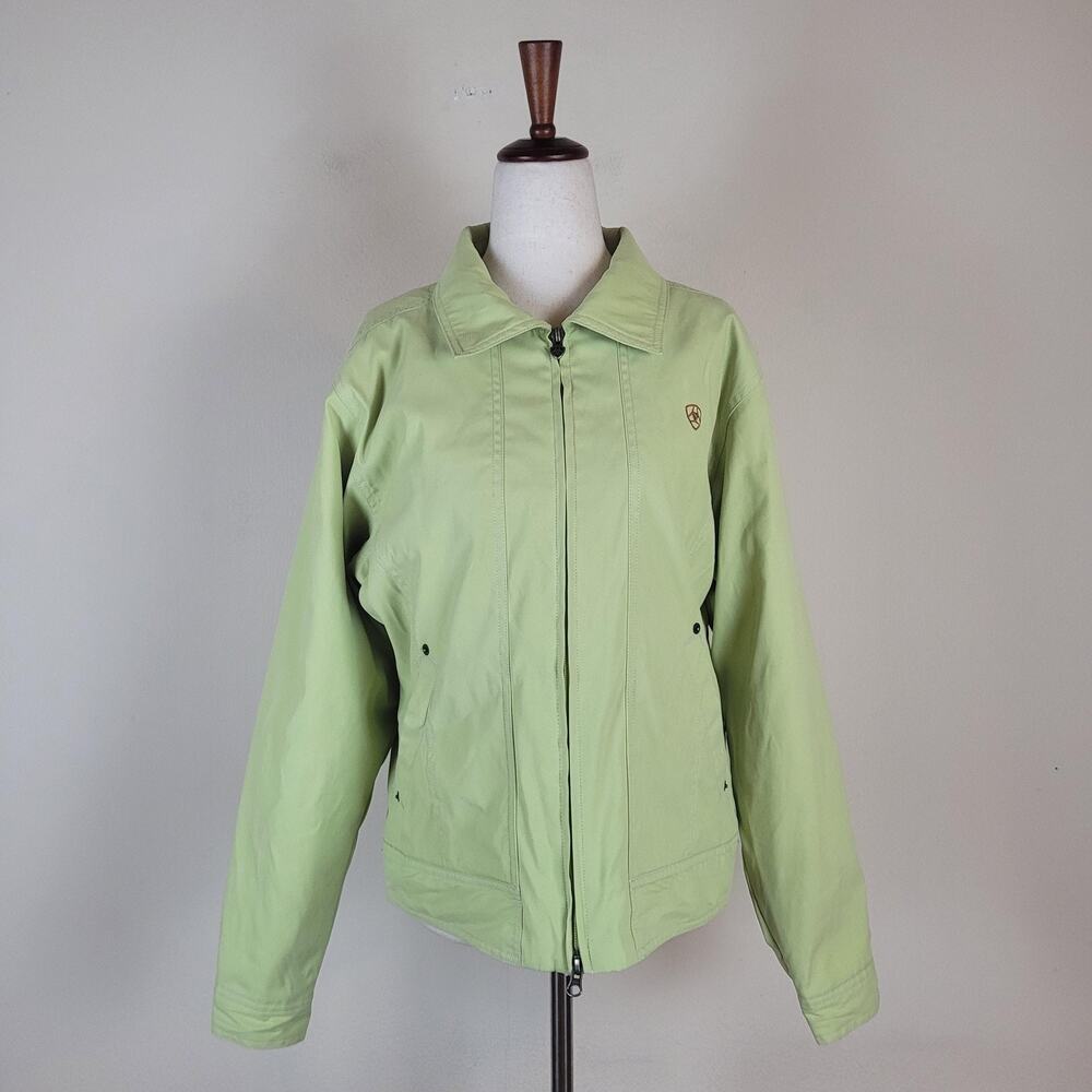 Ariat Jacket Large Mint Green Twill Lined Insulated Zip Outdoor Western Cowgirl